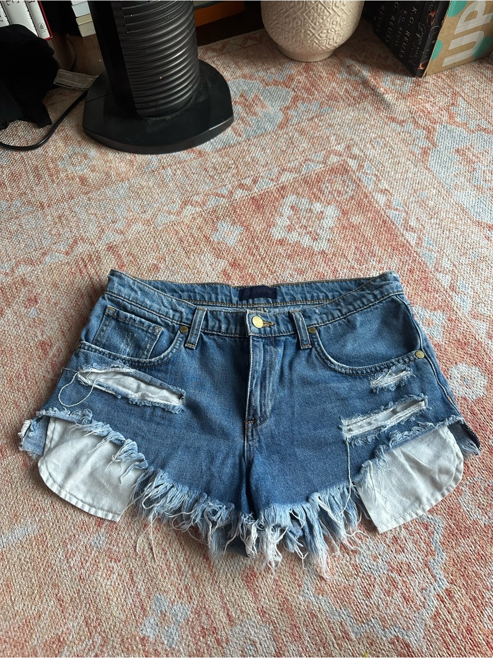 Ramy Brook Christy Ripped Denim Boyfriend Shorts in Medium Wash size 25 designer - Picture 2 of 9